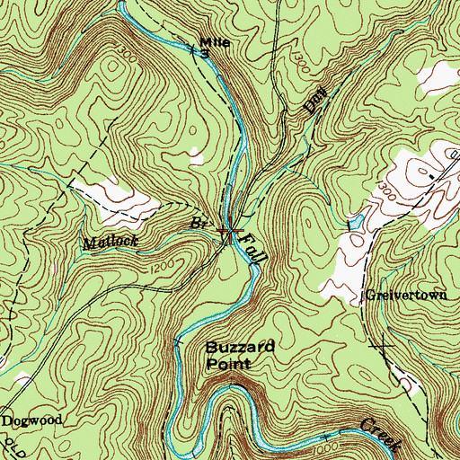 Topographic Map of Dogwood Bridge, TN