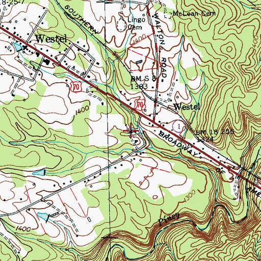 Topographic Map of Westel Baptist Church, TN