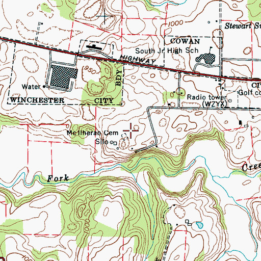 Topographic Map of McIlheran Cemetery, TN
