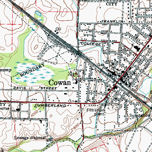 Topographic Map of Mullikin Cemetery, TN