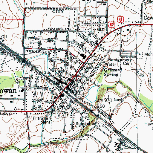 Topographic Map of First Baptist Church, TN