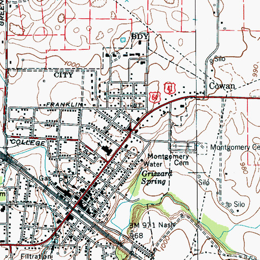 Topographic Map of Cowan Church of Christ, TN