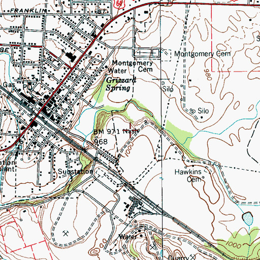 Topographic Map of Hawkins Cemetery, TN