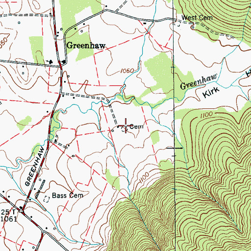 Topographic Map of Oliver Cemetery, TN
