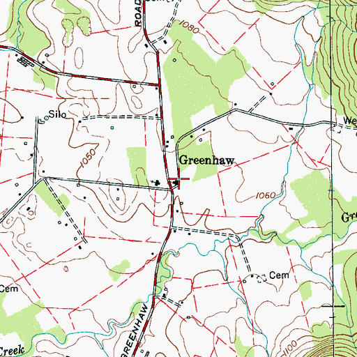 Topographic Map of Greenhaw School (historical), TN
