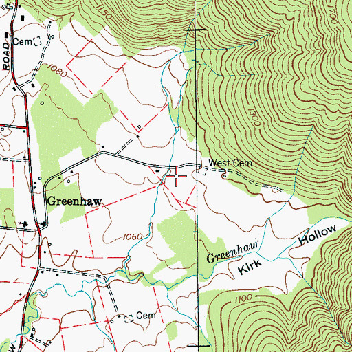Topographic Map of Simp West Farm Cemetery, TN