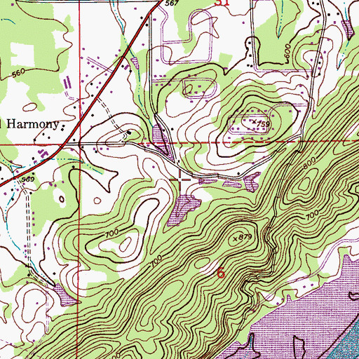 Topographic Map of Cardwell Lake, AL