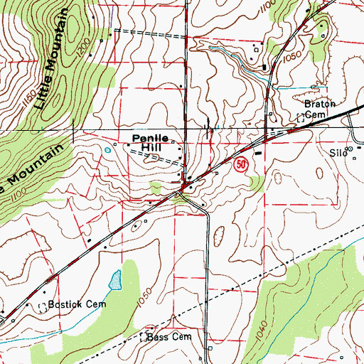 Topographic Map of Penile School (historical), TN