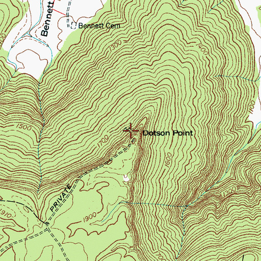 Topographic Map of Dodson Mine, TN