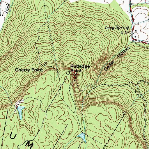 Topographic Map of Rutledge Point Mine, TN