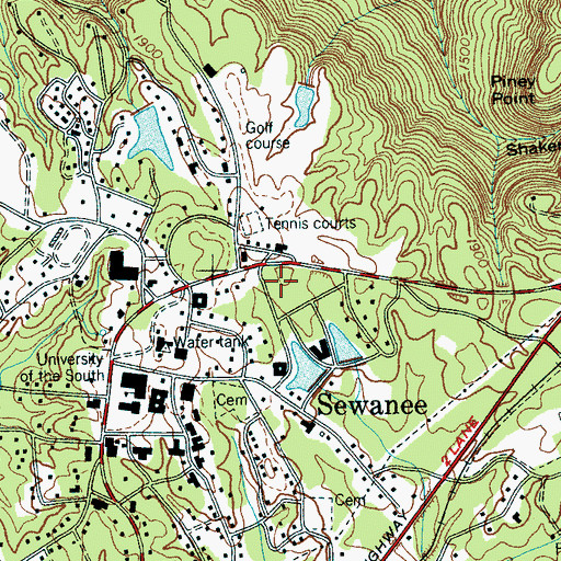 Topographic Map of Southern Tennessee Medical Center Emerald Hodgson Hospital, TN