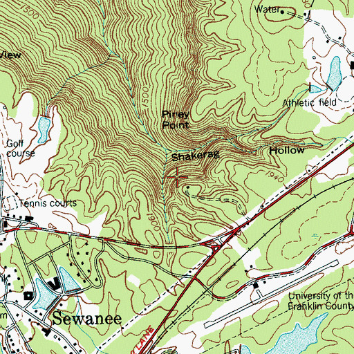 Topographic Map of Shakerag Hollow Mine, TN