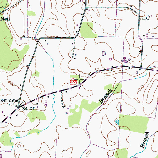 Topographic Map of Russell Cemetery, TN