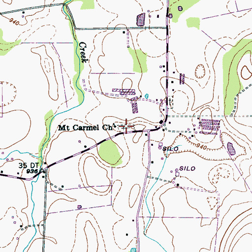 Topographic Map of Mount Carmel Cemetery, TN