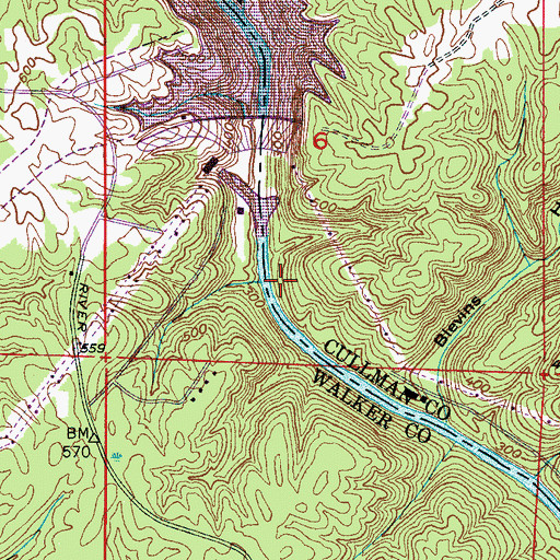 Topographic Map of Lewis Smith, AL