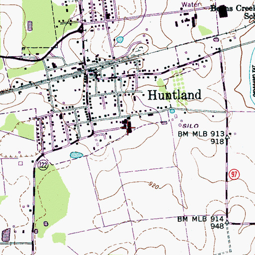 Topographic Map of Huntland High School, TN