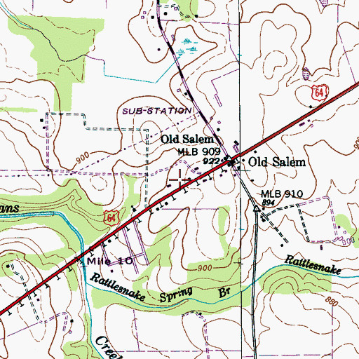 Topographic Map of Old Beans Creek Cemetery, TN