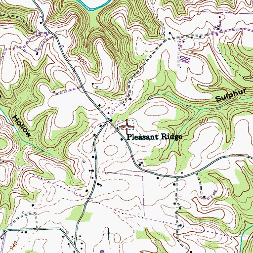 Topographic Map of Pleasant Ridge Cemetery, TN