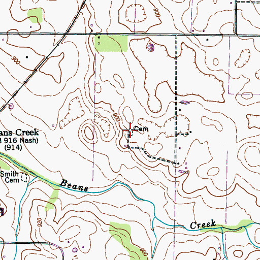 Topographic Map of Callaway Cemetery, TN