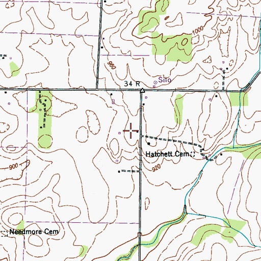 Topographic Map of Reynolds Cemetery, TN