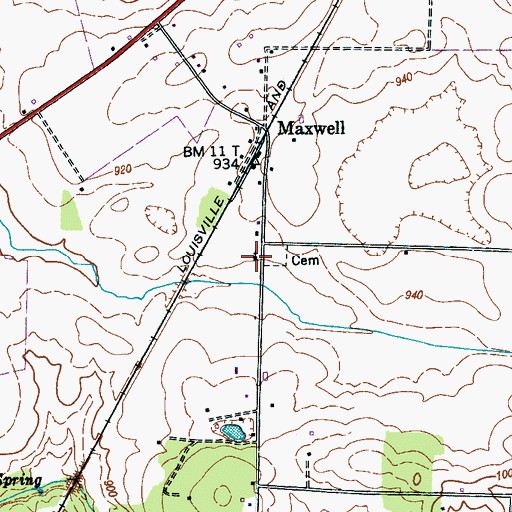 Topographic Map of Maxwell Baptist Church, TN
