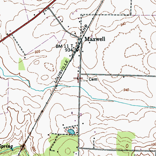 Topographic Map of Maxwell Baptist Church, TN