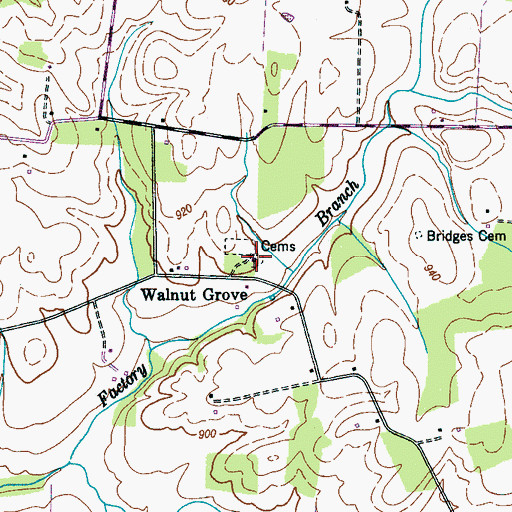 Topographic Map of Walnut Grove United Methodist Church, TN