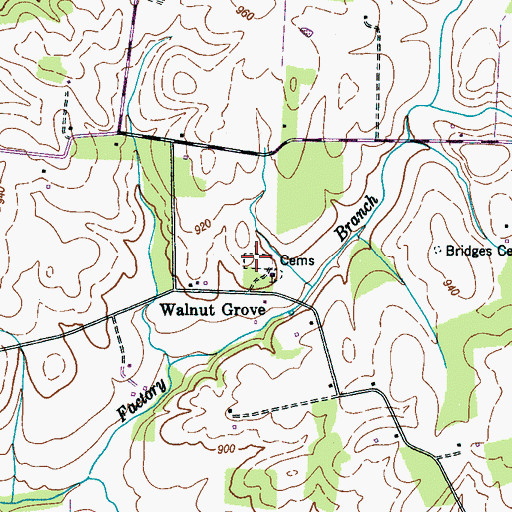 Topographic Map of Walnut Grove Cemetery, TN