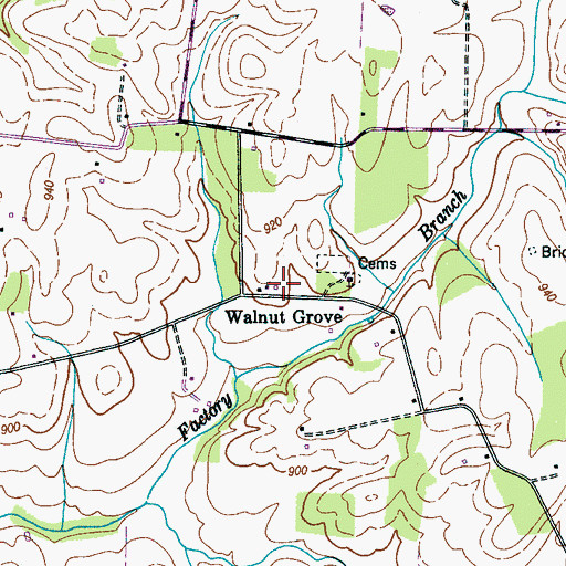 Topographic Map of Walnut Grove School (historical), TN