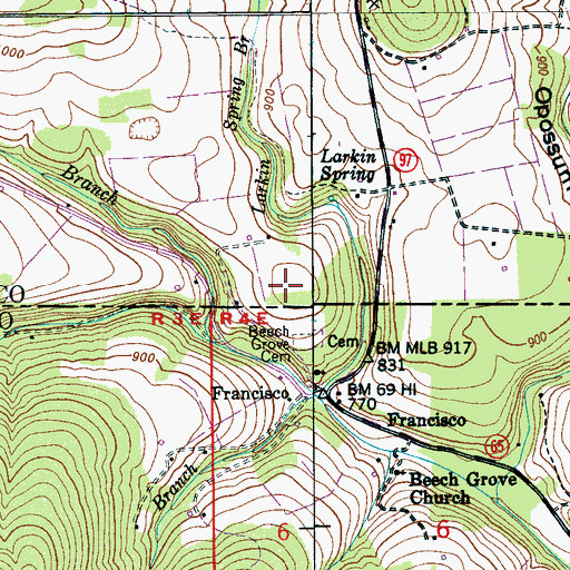 Topographic Map of Beech Grove School (historical), TN