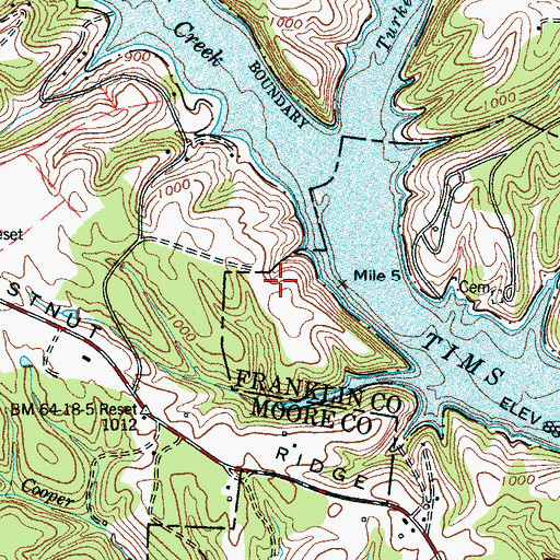 Topographic Map of Moor-Lin Cabin Site, TN