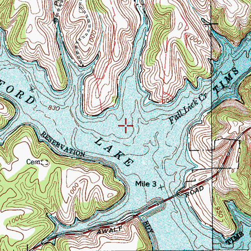Topographic Map of Awalt Cemetery (historical), TN