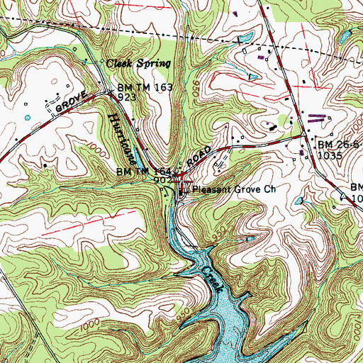 Topographic Map of Pleasant Grove Cemetery, TN