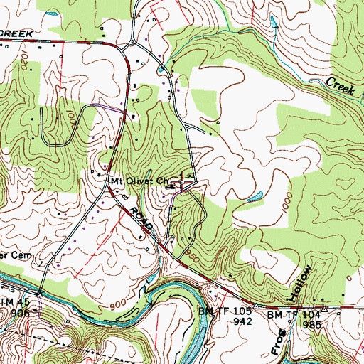 Topographic Map of Mount Olivet Cemetery, TN
