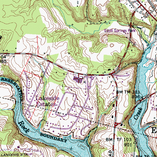 Topographic Map of Rock Creek Elementary School, TN