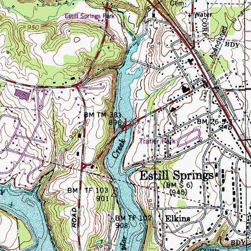 Topographic Map of Taylor Creek Causeway, TN