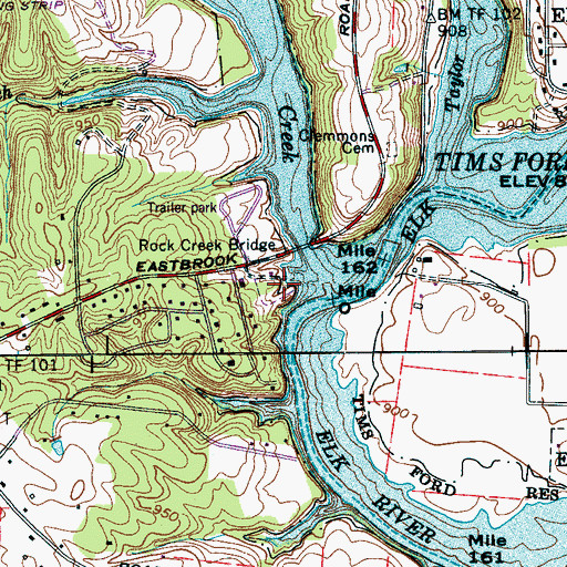 Topographic Map of Rock Creek Public Use Area, TN