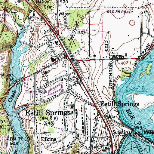 Topographic Map of Estill Springs City Hall, TN