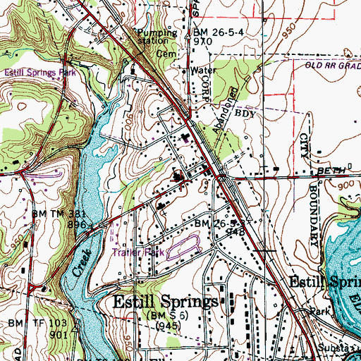Topographic Map of Estill Springs School, TN