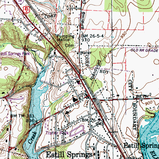 Topographic Map of First Baptist Church, TN