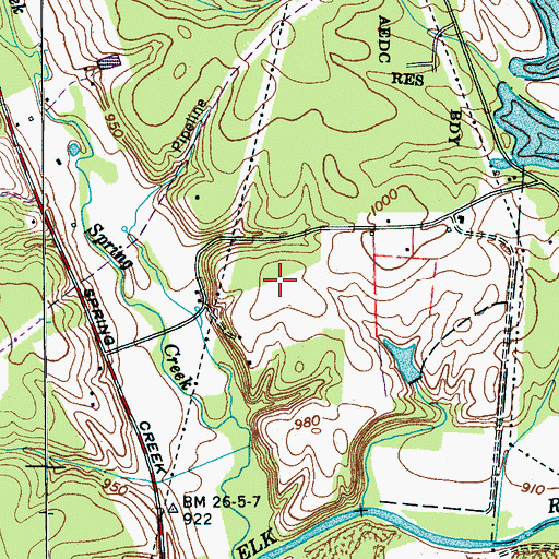 Topographic Map of Spring Creek Cemetery, TN