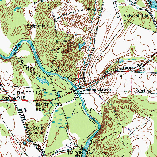 Topographic Map of Old Grays Mill Cemetery, TN