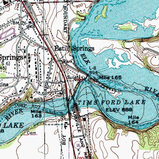 Topographic Map of Ansonia Mills (historical), TN