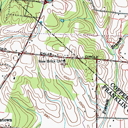 Topographic Map of New Brick Church Cemetery, TN