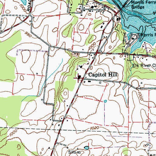 Topographic Map of Capitol Hill School (historical), TN