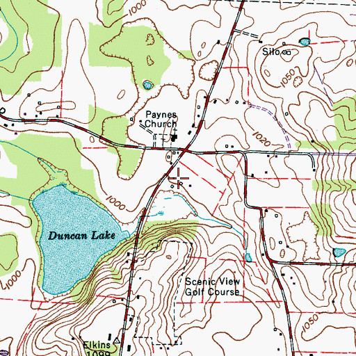 Topographic Map of Duncans Stagecoach Cemetery, TN