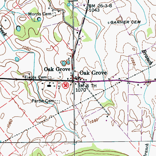 Topographic Map of Oak Grove Church of Christ, TN