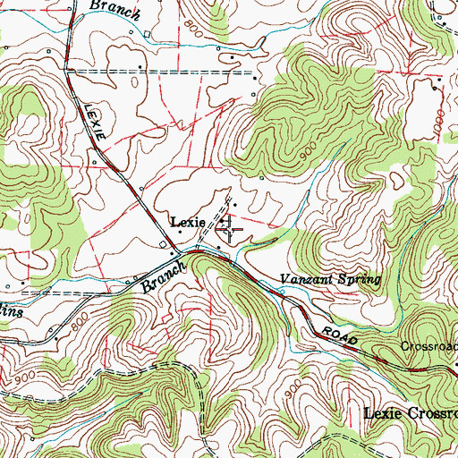 Topographic Map of Lexie Cemetery, TN