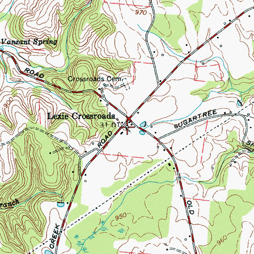 Topographic Map of Lexie Cross Roads Baptist Church, TN