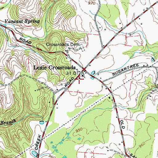 Topographic Map of Lexie Cross Roads School (historical), TN
